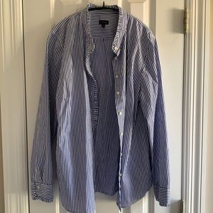 Talbots Long Sleeve- White & Royal Blue Button Down- Size XL